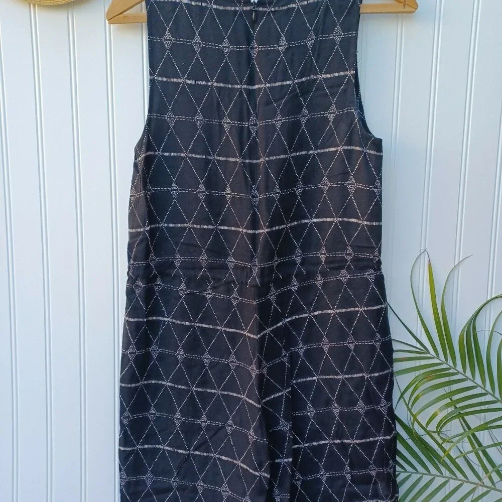 Madewell Diamond Dot  Sleeveless Jumpsuit Size XS  Black Cream Tribal Boho - Picture 10 of 11